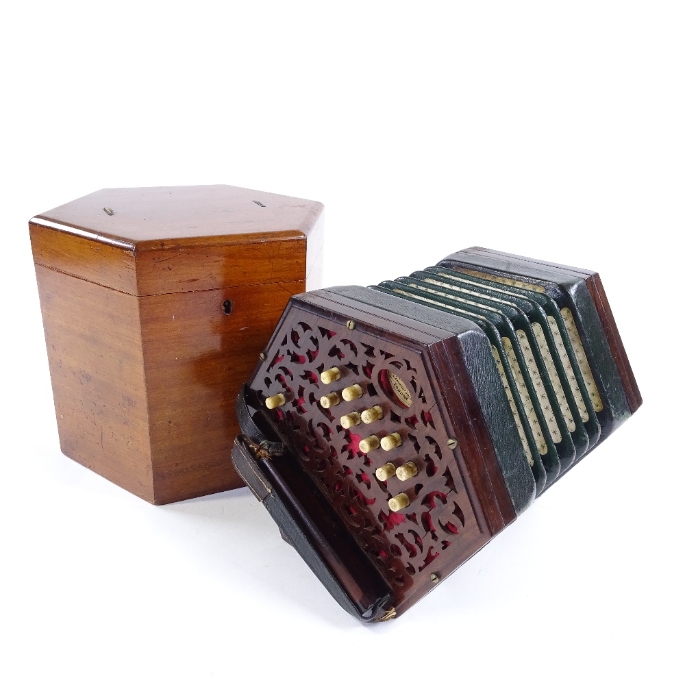 A Louis Lachenal patent concertina in original walnut case - Image 3 of 7