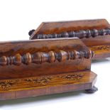 A pair of Victorian Tunbridge Ware letter racks, length 19cm