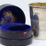 A Victorian silver collapsible beaker, with concertina action and gilt interior, by Hilliard &