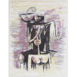 Wilfredo Lam, lithograph, surrealist figures circa 1970, XXe Siecle issue, sheet size 12.5" x 9.
