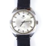TISSOT - a Vintage stainless steel Seastar mechanical wristwatch, silvered dial with baton hour