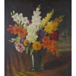 Romberg, oil on canvas, still life flowers, signed, 24" x 20", framed
