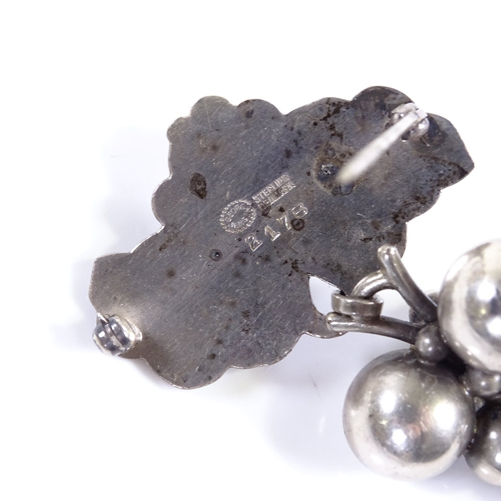 A Georg Jensen Danish sterling silver Moonlight Grapes brooch, model no. 217B, brooch height 67.9mm, - Image 4 of 4