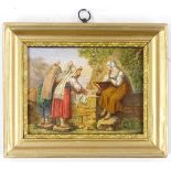 Bartolomeo Pinelli, oil on board, a Roman well, inscribed verso, 4" x 5.5", framed