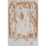 Dame Laura Knight, lithograph, The Foolish Virgins, published by The Studio London 1933, sheet