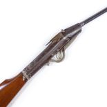 A Gem style air rifle, non standard calibre (circa 0.21), with break barrel and unusual long lever