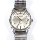 JAEGER LECOULTRE - a stainless steel automatic wristwatch, silvered dial with baton hour markers and