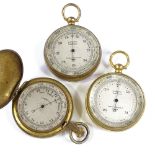 3 Victorian pocket barometers, gilt-metal cases (3)