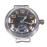 ZENITH - a silver Borgel-cased military mechanical wristwatch head, by Birch & Gaydon Ltd, black