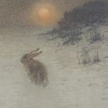 WITHDRAWN A Weczerzick, watercolour, hare in snowy landscape, signed, 9" x 12", framed