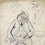 Harold Hope Read (1889 - 1959), ink/pencil, Second War Period satirical study circa 1940, sheet size