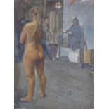 Paul Bazalgette (born 1957) , oil on canvas, The Life Room Royal Academy, signed, 12" x 9", framed