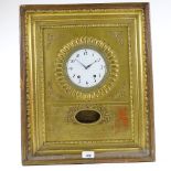 An early 19th century Austrian cabinet clock, enamelled dial in textured brass bezel, mounted in