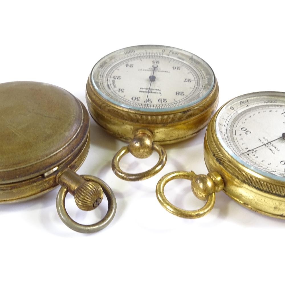 3 Victorian pocket barometers, gilt-metal cases (3) - Image 3 of 3