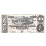 An 1864 Conferderate States America $10 note