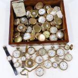 A large quantity of various gold plated pocket and wristwatches, including Waltham, Elgin etc (