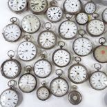 A large quantity of various silver-cased pocket and fob watches (approx 50)