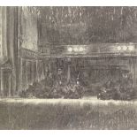 Circle of Walter Sickert, early 20th century charcoal drawing, theatre interior, unsigned, 11.5" x