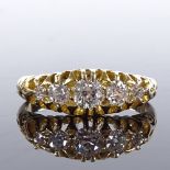 An 18ct gold 5-stone graduated diamond half-hoop ring, total diamond content approx 0.7ct, hallmarks
