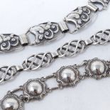 A Danish silver stylised panel bracelet, by Soren Georg Kjelosen, a panel bracelet by Arne Oscar