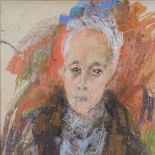 Muriel Pemberton, mixed media pastel/gouache, portrait of a woman, signed and dated 1986, 25" x 20",