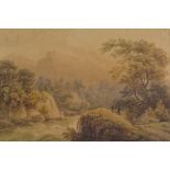 18th century watercolour, river landscape, unsigned