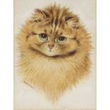 WITHDRAWN Louis Wain (1860 - 1939), watercolour, a ginger cat, signed, 8" x 6", framed