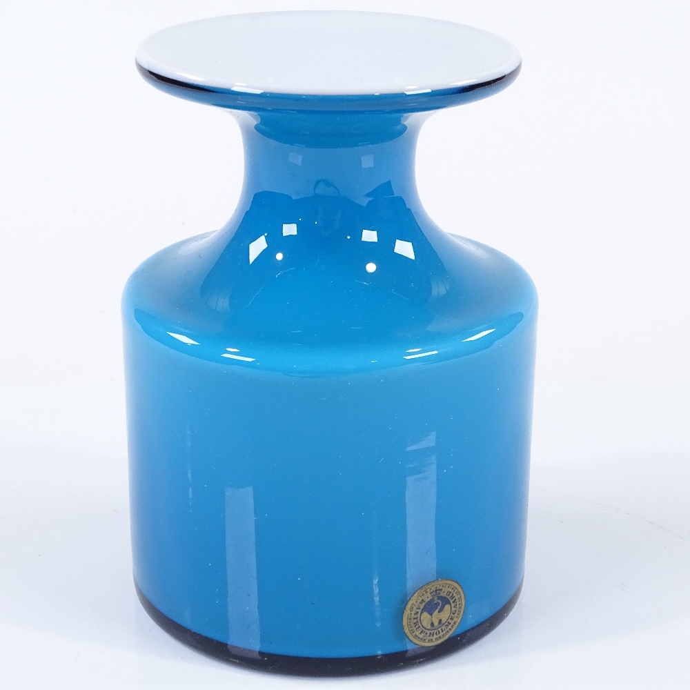 Holmegaard Denmark, blue/white vase by Per Lutken, from the Carnaby range 1968, height 13cm