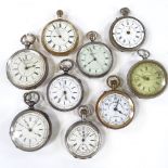 Various chronograph pocket watches, including some silver (9)