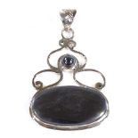 A sterling silver haematite stylised pendant, height excluding bale 49.6mm, 20.3g