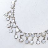 A sterling silver and mother-of-pearl panel collar necklace, necklace length 40cm, 14.9g