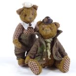 2 miniature Russian jointed bears, height 11cm
