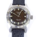 JEANRICHARD - a stainless steel Aquastar automatic wristwatch, black dial with luminous hour markers