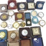 Various Goliath timepieces, travelling clocks, 8-day clocks etc, including silver-fronted case