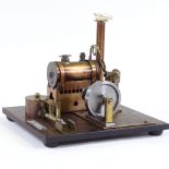 A scratch-built live steam-powered stationary engine, stand width 20cm