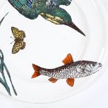 A Victorian Minton Aesthetic plate by William S Coleman, decorated with kingfisher and butterfly,