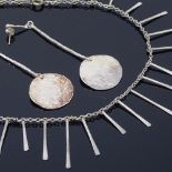 A Danish sterling silver graduated necklace, by Hanne Kaufmann, length 18cm, and a pair of