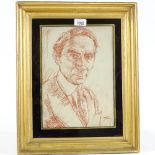 Augustus John (1878 - 1961), sanguine chalk drawing, portrait of a man, signed, 13" x 9", framed