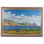 Tom Smith, oil on canvas, coastal cliffs, signed, 20" x 30", framed