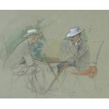 Theodor Blake Wirgman (1848 - 1925), watercolour, 2 men playing chess (Major General Sir...