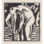 Horace Brodzky, linocut, bather, later reprint from 1989 published by the White Gum Press New Forest