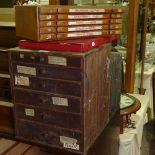 HOROLOGY INTEREST - watchmaker's chest of drawers and contents, including parts, new old stock