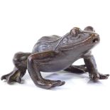 A patinated bronze frog, length 5.5cm