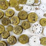 A large quantity of various Verge pocket watch movements, and enamelled dials