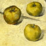 Circle of Lawrence Gowing, oil on board, still life apples, unsigned, 9.5" x 13", unframed