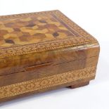 A modern Tunbridge Ware style parquetry inlaid jewel box, width 19cm