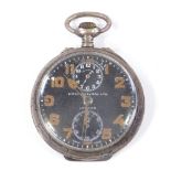ZENITH - a silver-cased open-face top-wind military alarm pocket watch, by Birch & Gaydon Ltd of