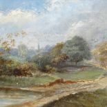 E H A Barker, oil on canvas, Chislehurst Common, signed with monogram, 9" x 12", framed