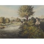 R G Reeve after J Pollard, pair of colour aquatints, live bait fishing for jack, and fly fishing for