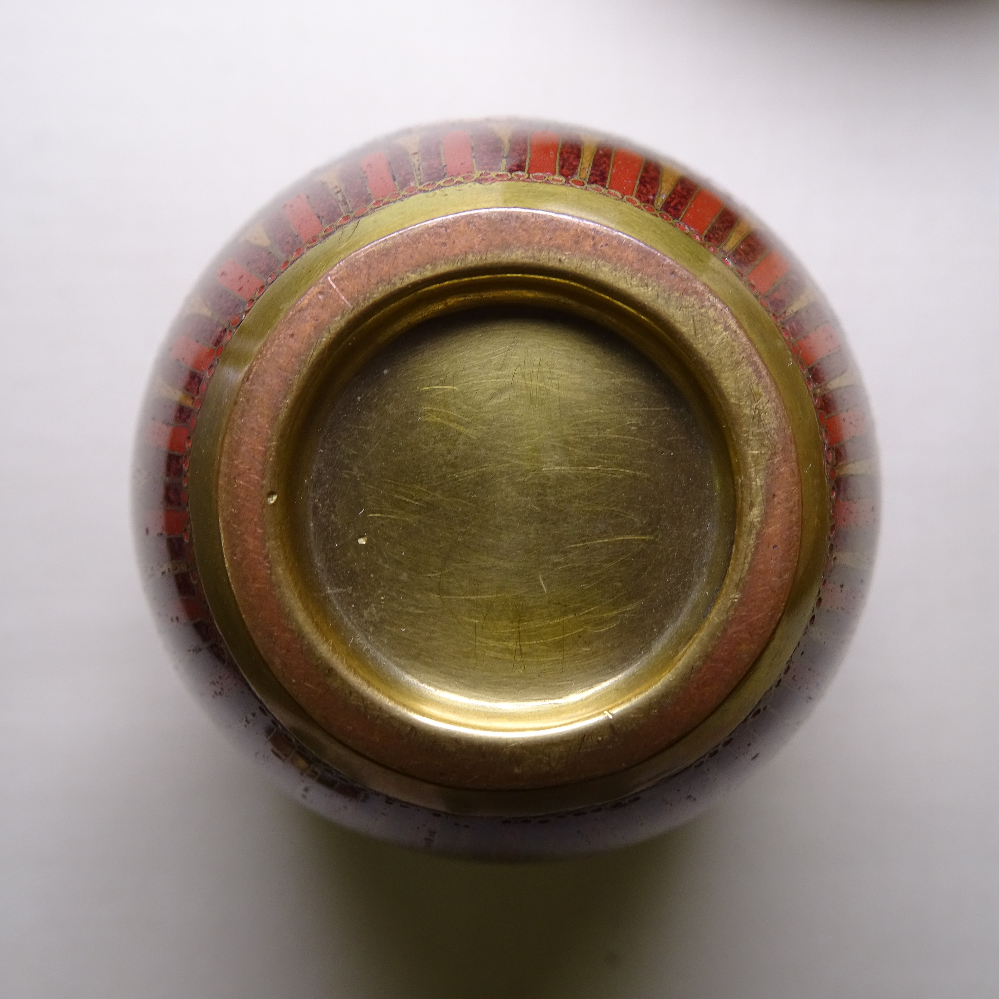 A Japanese cloisonne Koro by Ota Jinnoei, Meiji Period, height 13cm, diameter 13cm, and 2 other - Image 7 of 9